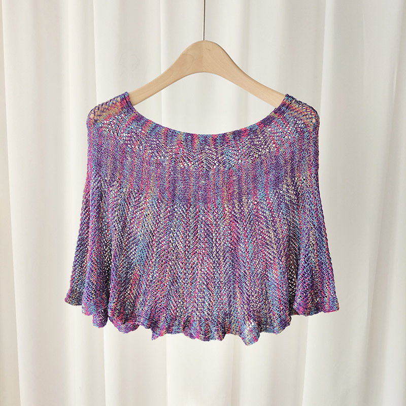 Color satinado Jersey de punto chal decoración exterior hueco transpirable todo-fósforo hombro almohadilla cervical soporte protector solar chal falda