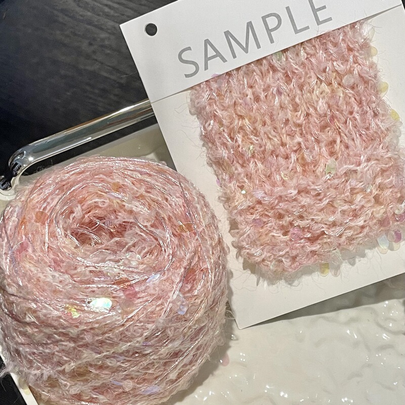 Special Yarn Wool Loop Yarn Sequin Pink Hand Mixed Thread Wool Hand Knitted Hat DIY Scarf Bag