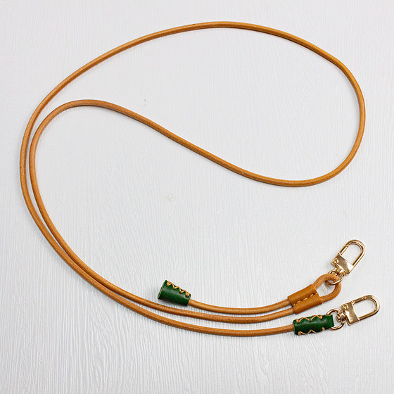 Original hand-sewn top layer cowhide double hook adjustable mobile phone lanyard slung neck retractable lanyard
