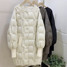 2025新款羽绒服女中长款冬季白鸭绒韩版圆领大版欧货时尚外套潮