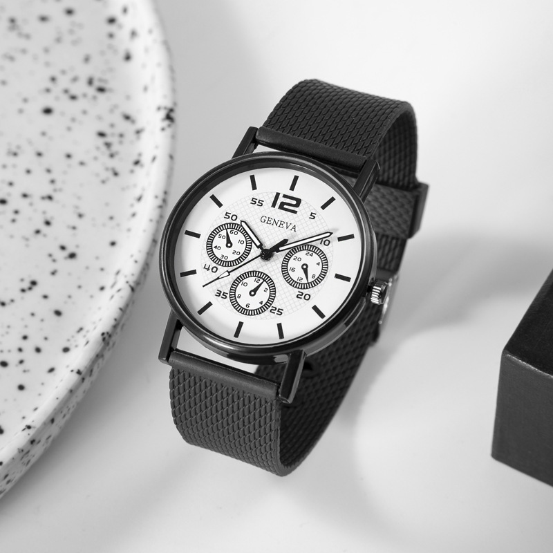 Genève Nouvelle maille minimaliste avec montre pour hommes à quartz_voghion.com