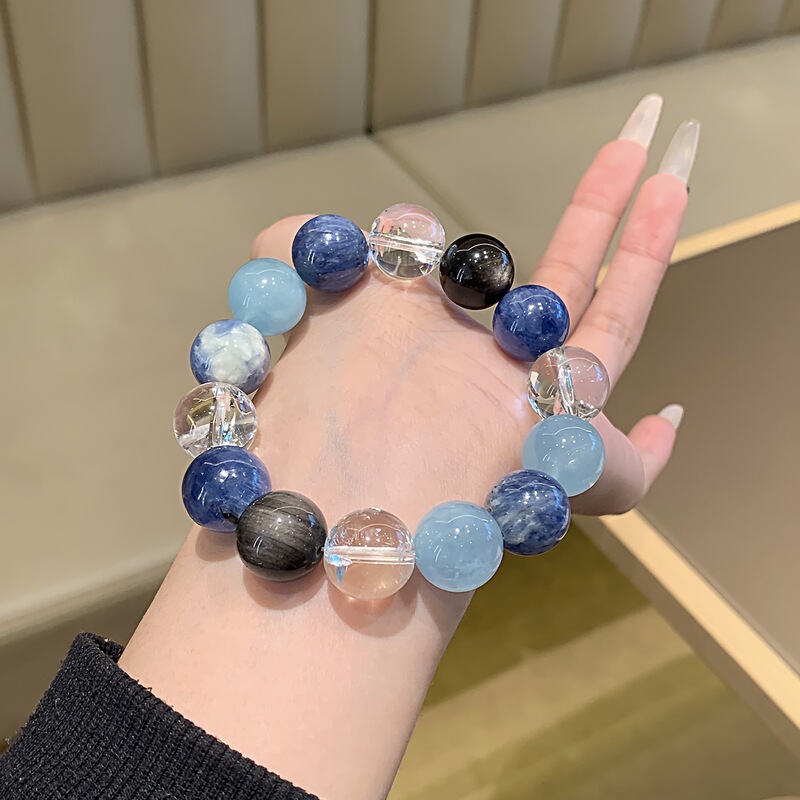 Original Complete Earth Energy Field Crystal Bracelet Kyanite White Crystal Snowflake Ghost Combination Crystal Bracelet