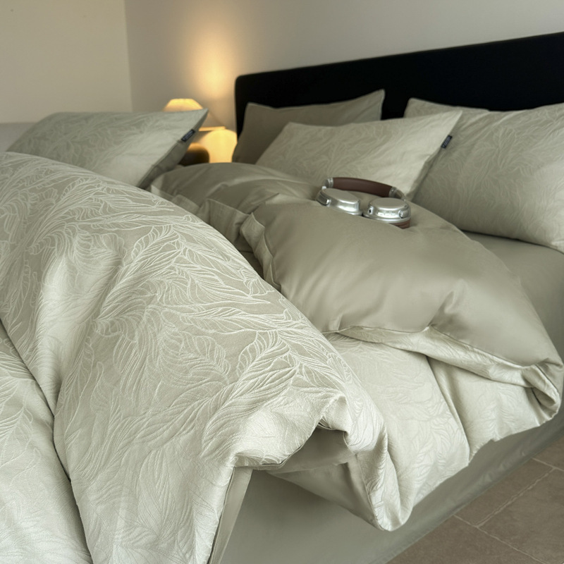 Category a Maternal and Infant Grade Xinjiang Long-Staple Cotton Bed Four-Piece Set 100% Cotton Quilt Cover 60S Cotton Yarn-Dyed Jacquard Quilt Cover