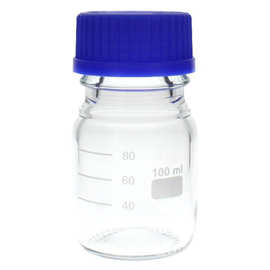 100ml蓝盖玻璃试剂瓶 丝口透明有刻度玻璃实验室取样瓶多规格
