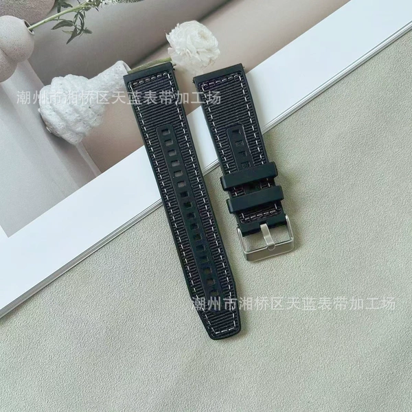 Black and white line-silver needle buckle