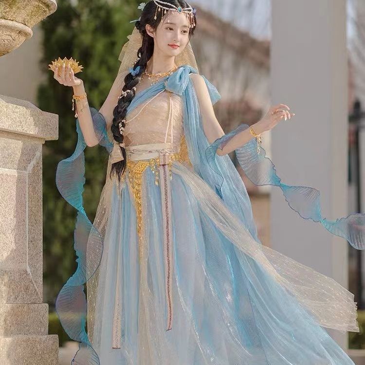 原创茉莉公主汉元素改良汉服西域敦煌飞天异域风情服装印度舞姬
