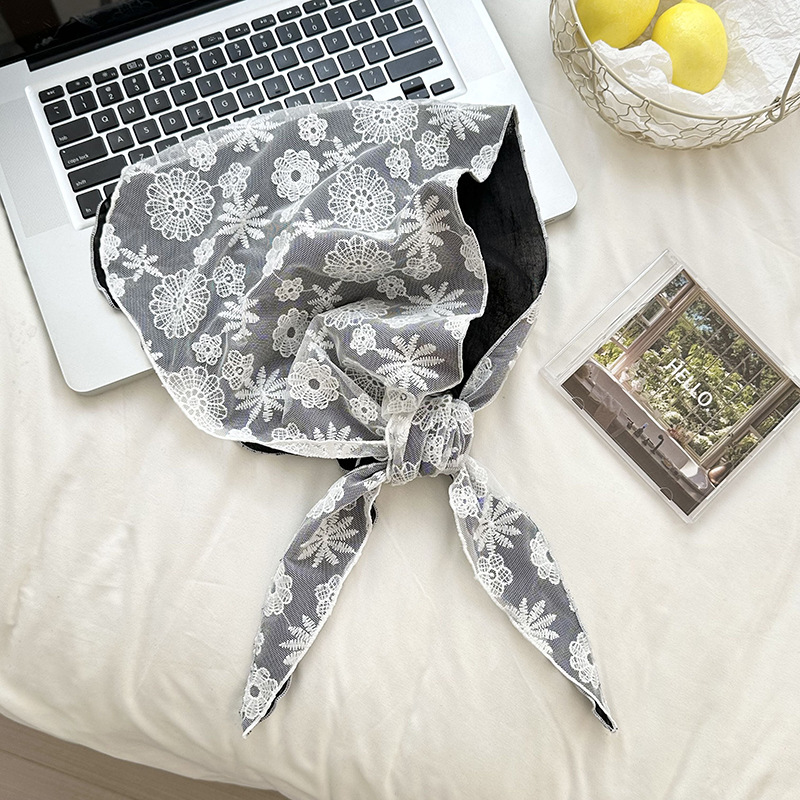 Pañuelo de seda de encaje de costura, bufanda triangular, bufanda de seda pequeña, bufanda de algodón y lino de todo fósforo para mujer, bufanda decorativa, bufanda triangular, cortina de pedos de cintura