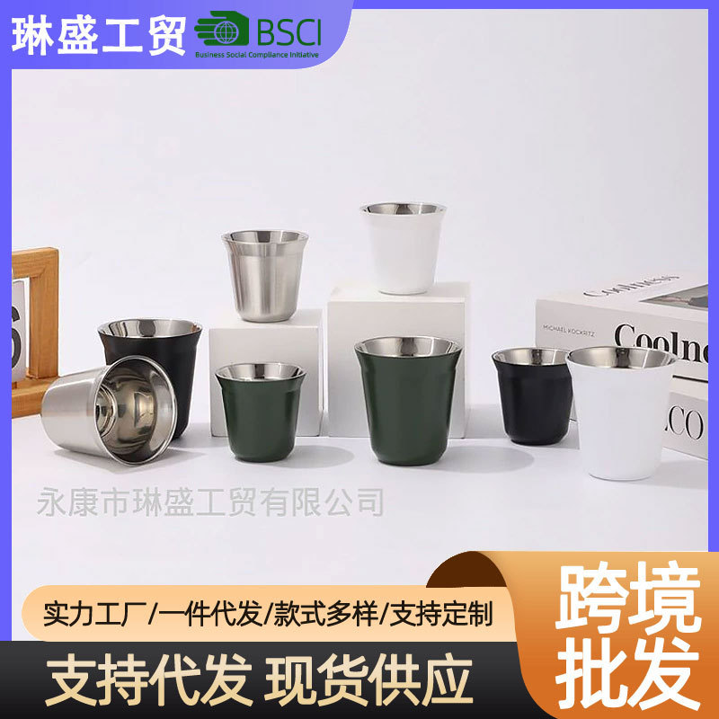 クロスボーダー304ステンレスコーヒーカップセットカップミニカプセルカップ断熱携帯カップカップカップビールカップ|undefined