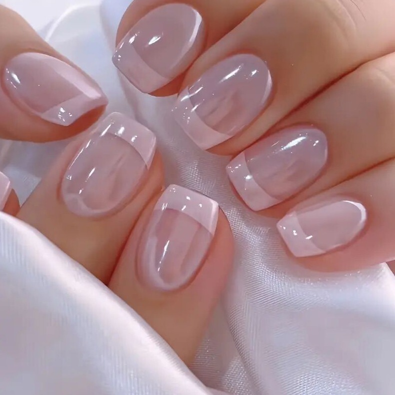 Cross-Border Best-Selling Fashionable Daily Manicure Pieces Classic Pink French Pearlescent Simple Short Wearable Manicure Pieces Wholesale Cross-Border Best-Selling Fashionable Daily Manicure Pieces Classic Pink French Pearlescent Simple Short Wearable Manicure Pieces Wholesale