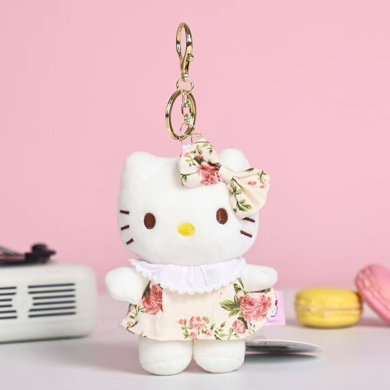 正版三丽鸥hellokitty毛绒挂件kt凯蒂猫小玩偶公仔钥匙扣书包挂饰|undefined