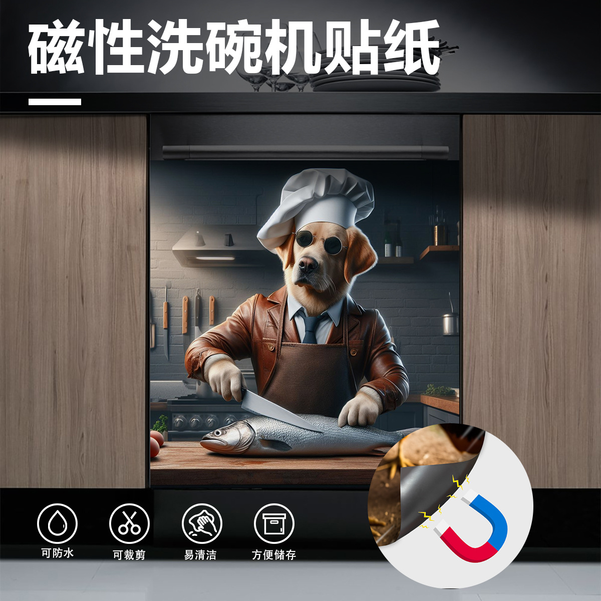 Amazon's Best-Selling Cute Animal Single-Sided Magnetic Sticker Kitchen Household Dishwasher Refrigerator Waterproof and Anti-Fouling Decorative Sticker
