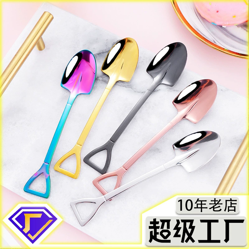 Креативная ложка для арбуза, ложка, посуда, нержавеющая сталь 304, длинная ручка, ложка для интернет-знаменитостей, ложка для лопаты, десертная ложка, смешивающая ложка