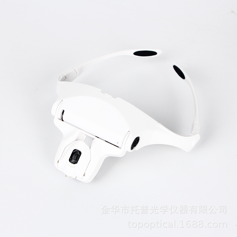 Fábrica óptica suministra 3 luces LED de casco blanco, lupa de lente múltiple, lupa de múltiple multiplicador