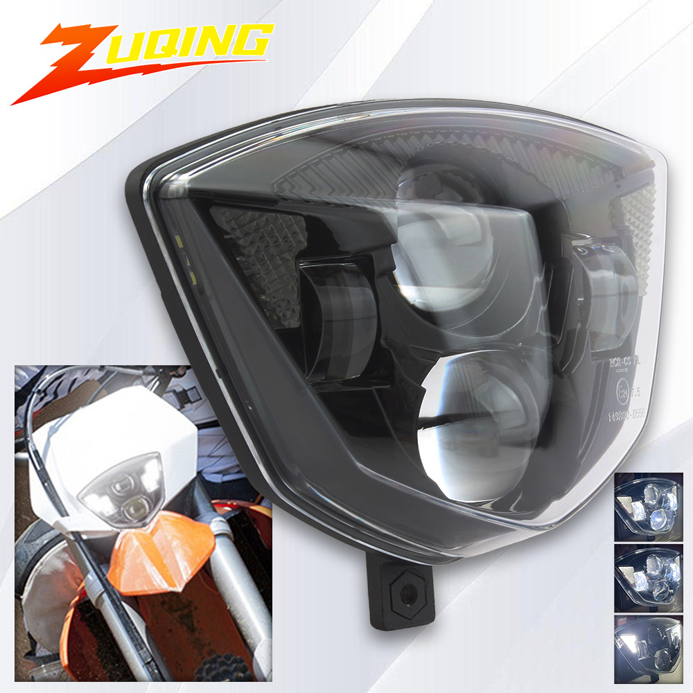 GAS double round convex mirror LED headlight motorcycle EC 250 250F 300F EX 300 off-road motorcycle lamp wick