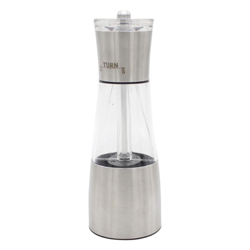 De doble propósito manual de acero inoxidable acrílico molinillo de pimienta manual herramienta de molienda de espesor ajustable molino de pimienta