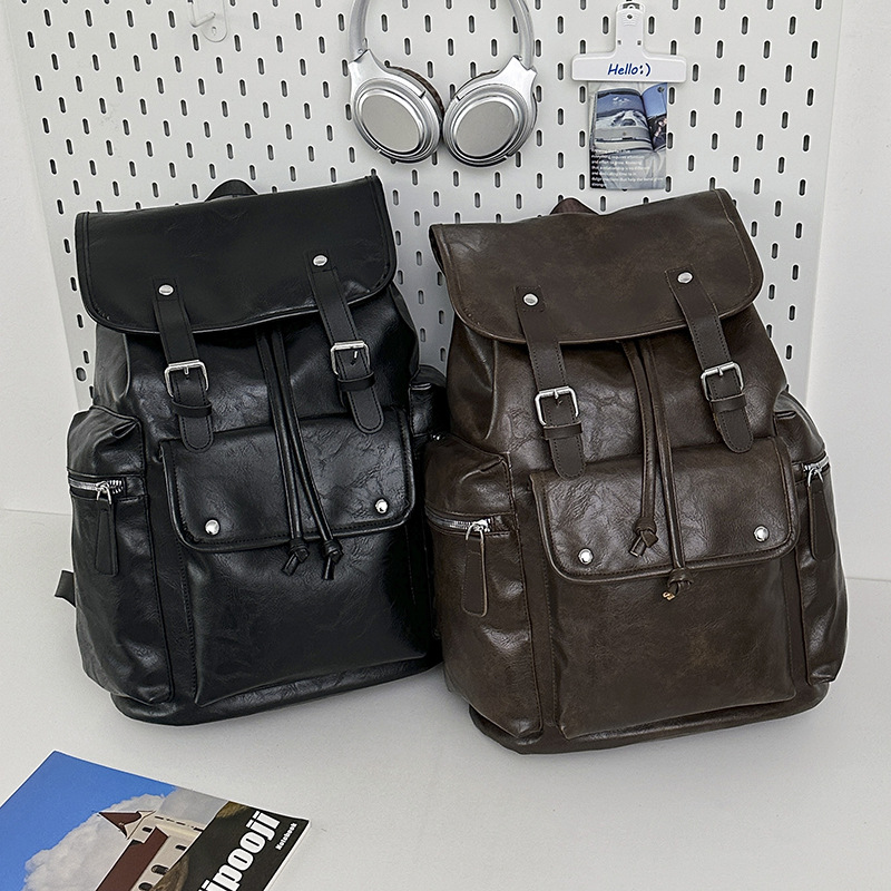 New Korean Retro Simple Casual School Men's Unisex Couple Backpack Travel Laptop Bag_voghion.com