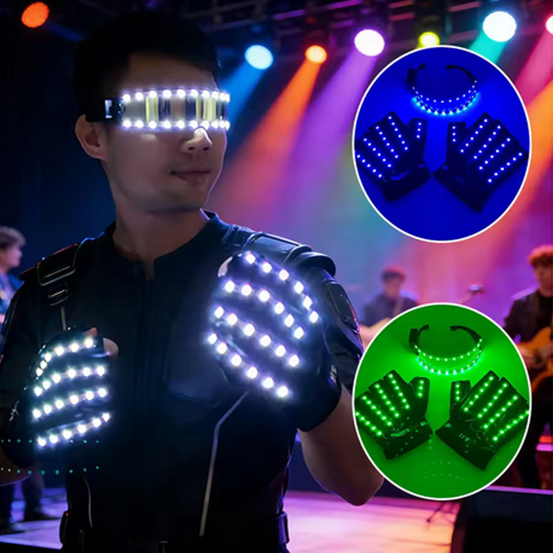 LED luminosos guantes LED parpadeante gafas láser traje de rendimiento láser rendimiento Bar discoteca accesorios de rendimiento