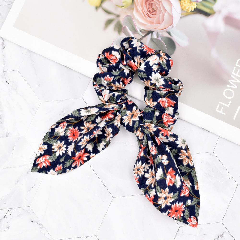 Retro Fabric Bowknot Ribbon Floral Hair Scrunchies display picture 4