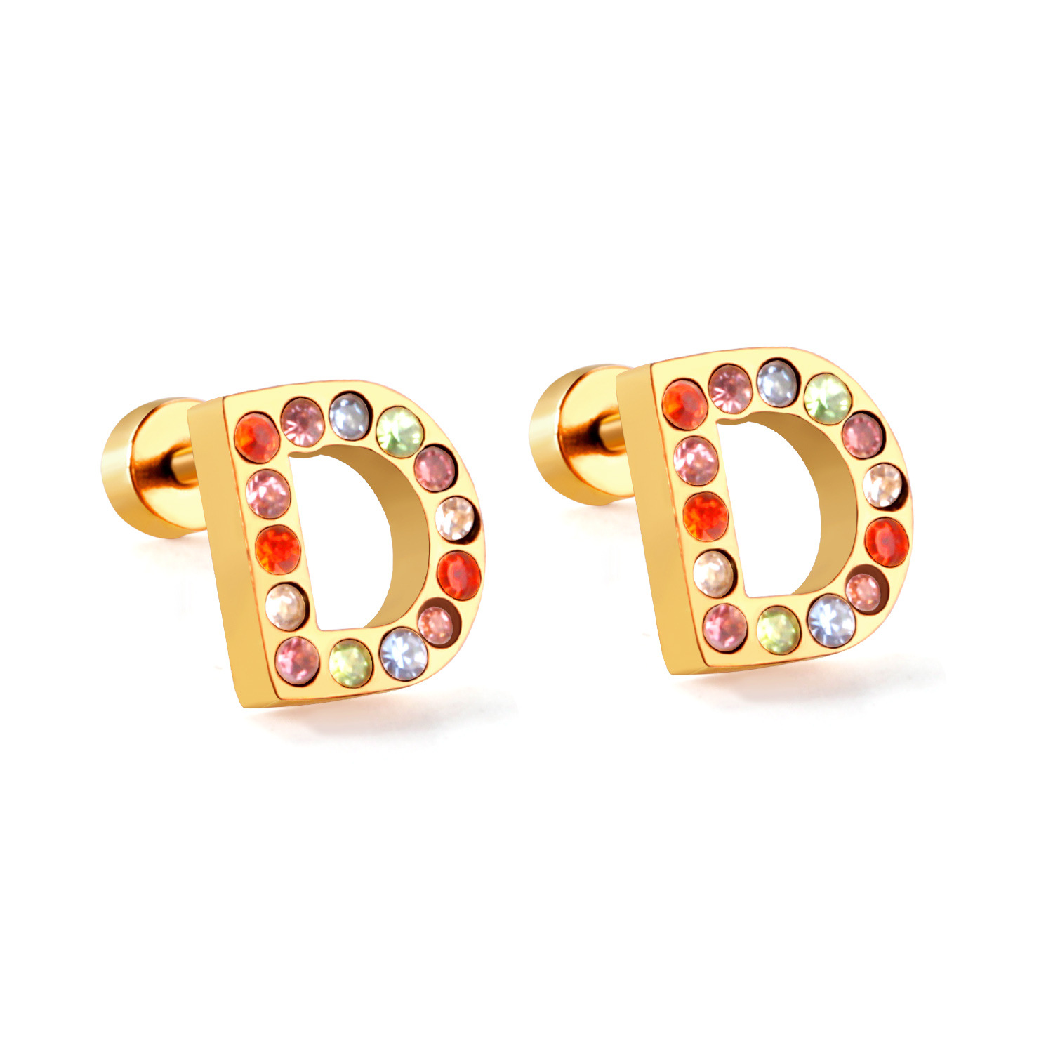 Fashion Letter Stainless Steel Inlay Zircon Ear Studs 1 Pair display picture 37