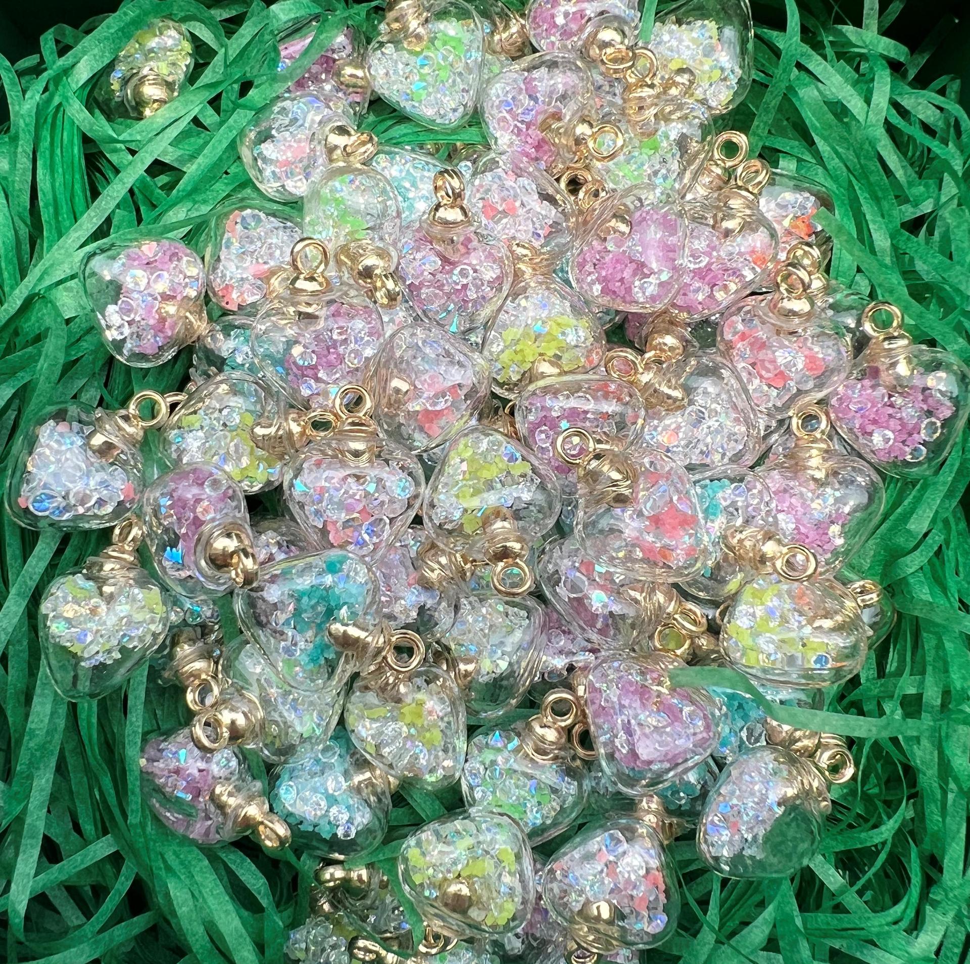 Luminous Resin Diamond Colorful Transparent Luminous Heart Glass Ball Pendant DIY Handmade Jewelry Accessories Material