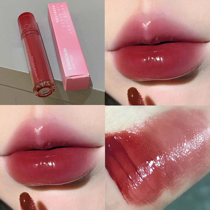 HERORANGE, esmalte de labios con espejo de luz de agua hidratante, atmósfera de primavera, brillo de labios transfronterizo blanco
