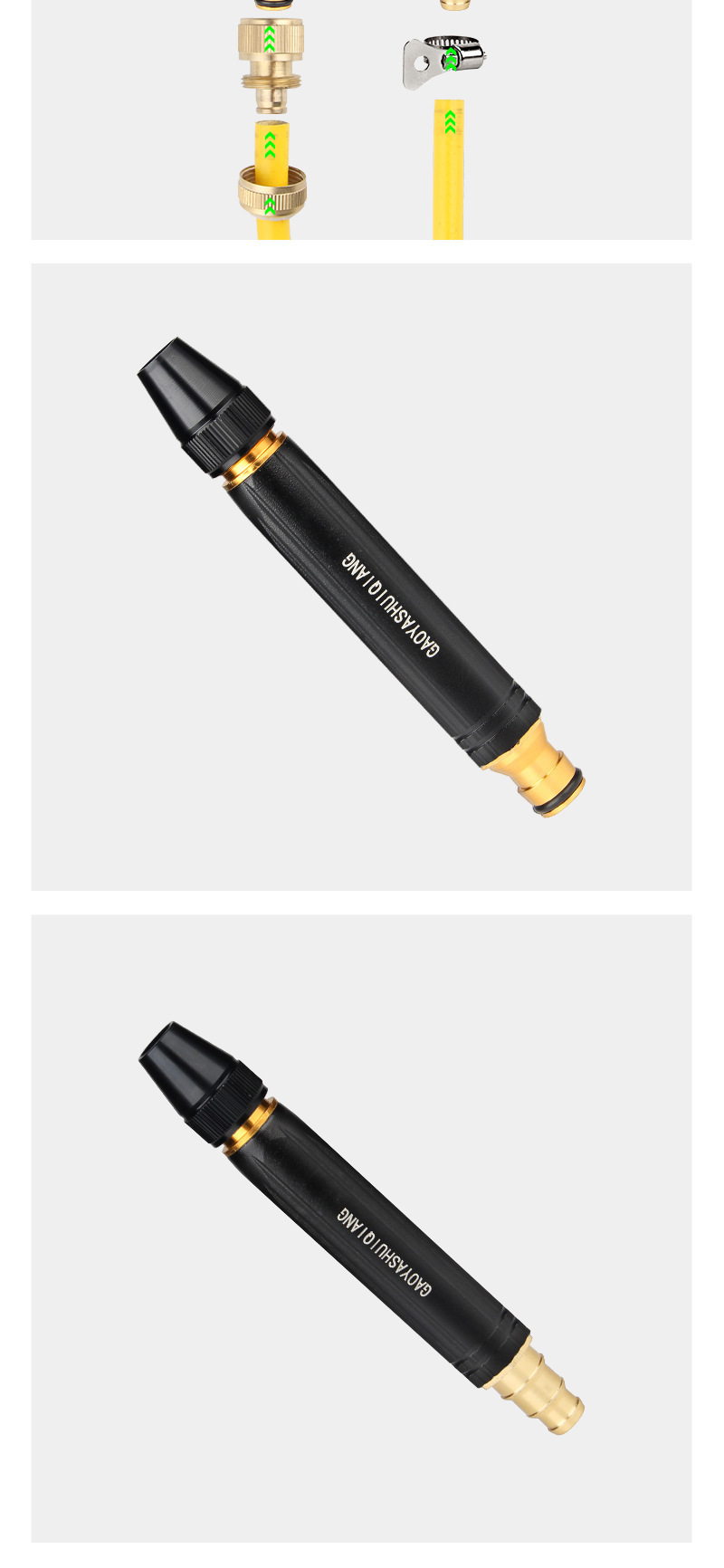 Black Diamond Car Wash Water Gun for Home Use, Tap Water Hose, High-Pressure Cleaning, Powerful Pressure Washer Nozzle