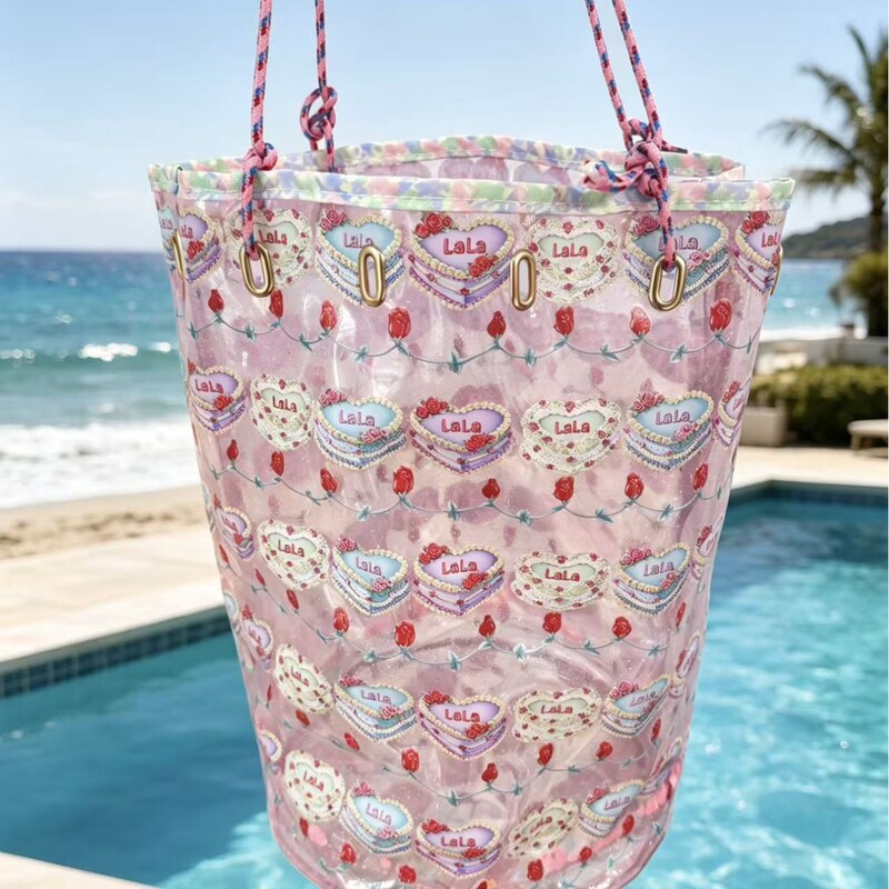 Cute Cake Bucket Makeup Bag for Women, Large Capacity Portable Travel Storage Bag, Multifunctional Beach Toiletry Bag