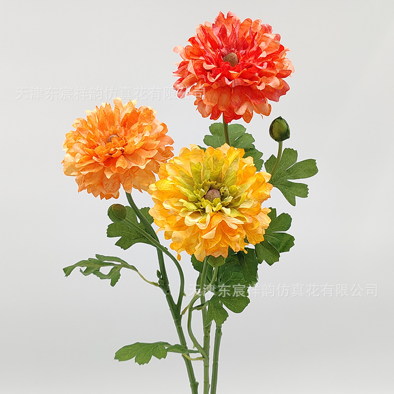Flor Artificial de Ranúnculo de 2 Cabezas de Tela de Seda para Boda y Decoración del Hogar image 4