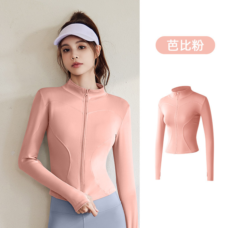 Juyitang Spring and Autumn Sports Chaqueta de manga larga para mujer Traje de yoga para correr Chaqueta superior