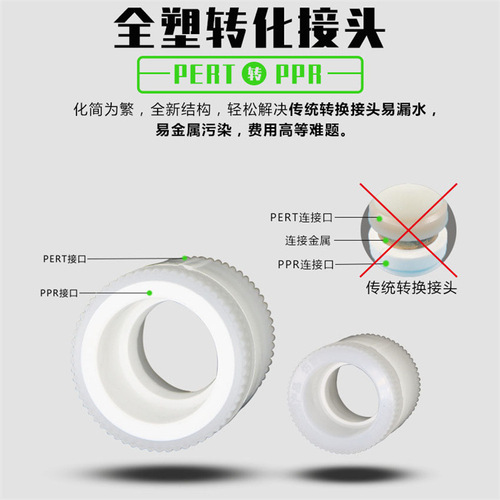 PE to PPR Fusion Adapter for Full-Plastic Pipes, Direct Conversion PPR to PE Pert for 4/6/1-inch Drinking Accessories