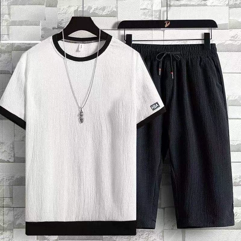 Шелковый летний комплект, спортивный костюм, брюки, oversize, с коротким рукавом
