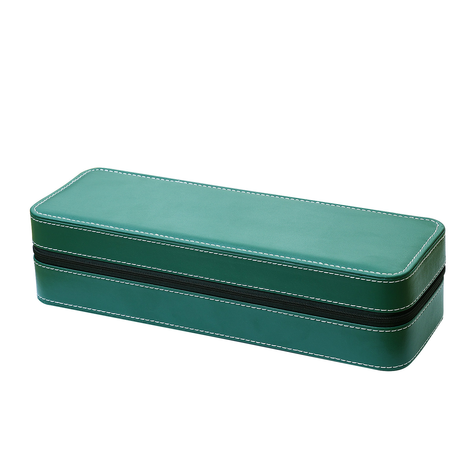 Tan Yun Zhiyuan verde PU cuero 61012 caja de reloj elegante cremallera bolsa de reloj almacenamiento exhibición embalaje reloj