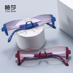 Blue Light Blocking Reading Glasses, Near and Far Dual-Use Men's Bifocal Convenient Reading Glasses for Middle-Aged and Elderly, High Definition and Super Clear Women's Glasses