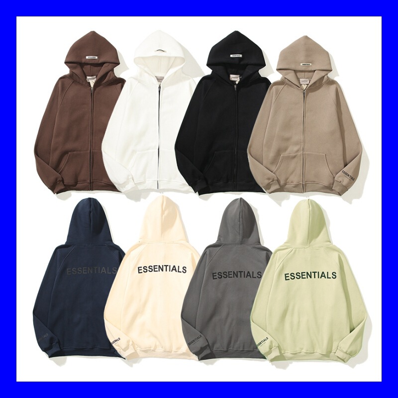 FEAR OF GOD FOG GOD gray hooded sweater ESSENTIALS high street loose cardigan zipper coat