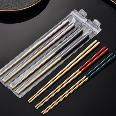 304不鏽鋼方筷子公筷酒店餐廳家用贈品筷子葡萄牙餐具配套筷子