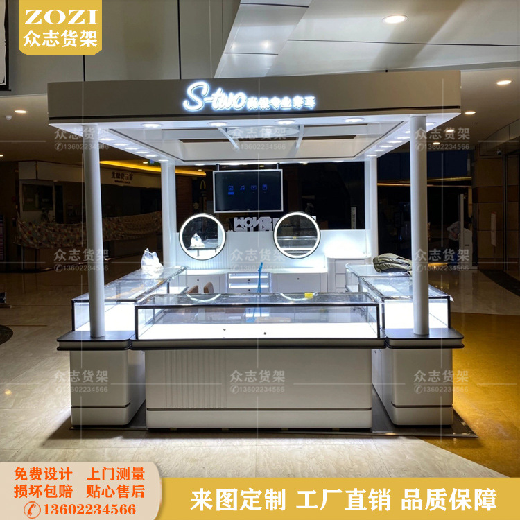 耳环项链钻石展示柜金银珠宝玻璃柜台商场多经饰品中岛柜装修设计