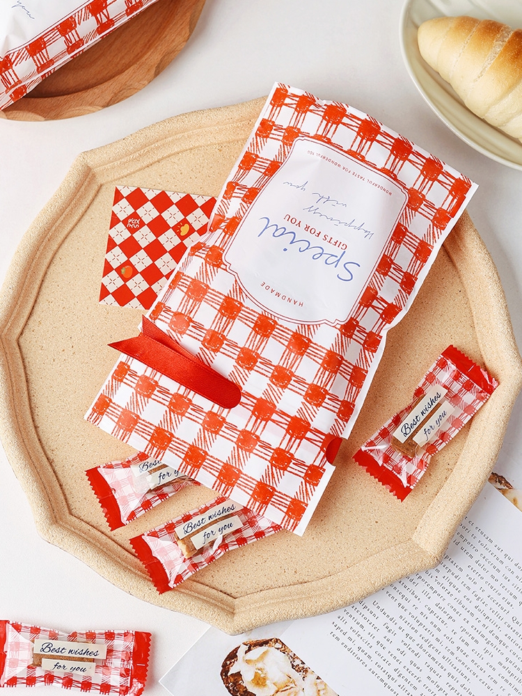 2025 bolsas de embalaje de dulces de Año Nuevo galletas de nougat bolsas auto-selladas bolsas de bolsillo bolsas de embalaje de papel de cuerdas