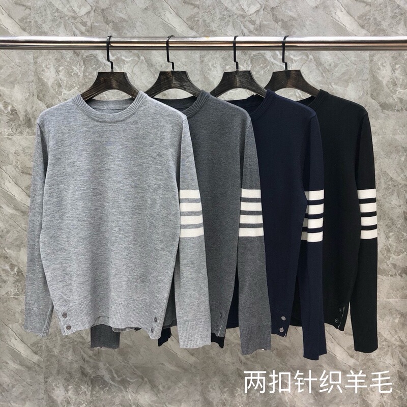 TB's new autumn and winter four-stripe wool crew neck pullover sweater in college fairy style, unisex