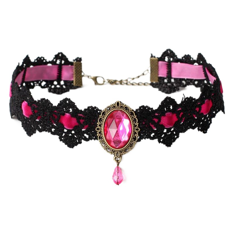 European and American Supply Creative Harajuku Necklace Women's Lace Velvet Cloth Choker Necklace Bright
