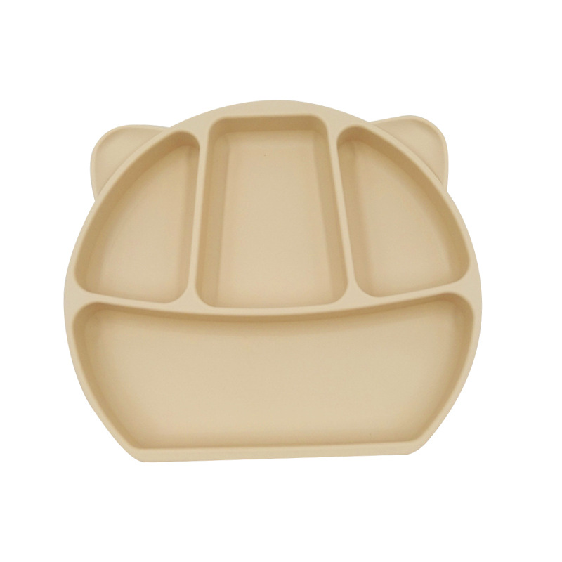 Placa de silicona para niños Panda vajilla de silicona para niños Placa de suplemento de alimentos para bebés cubierta de cuatro platos separados para niños