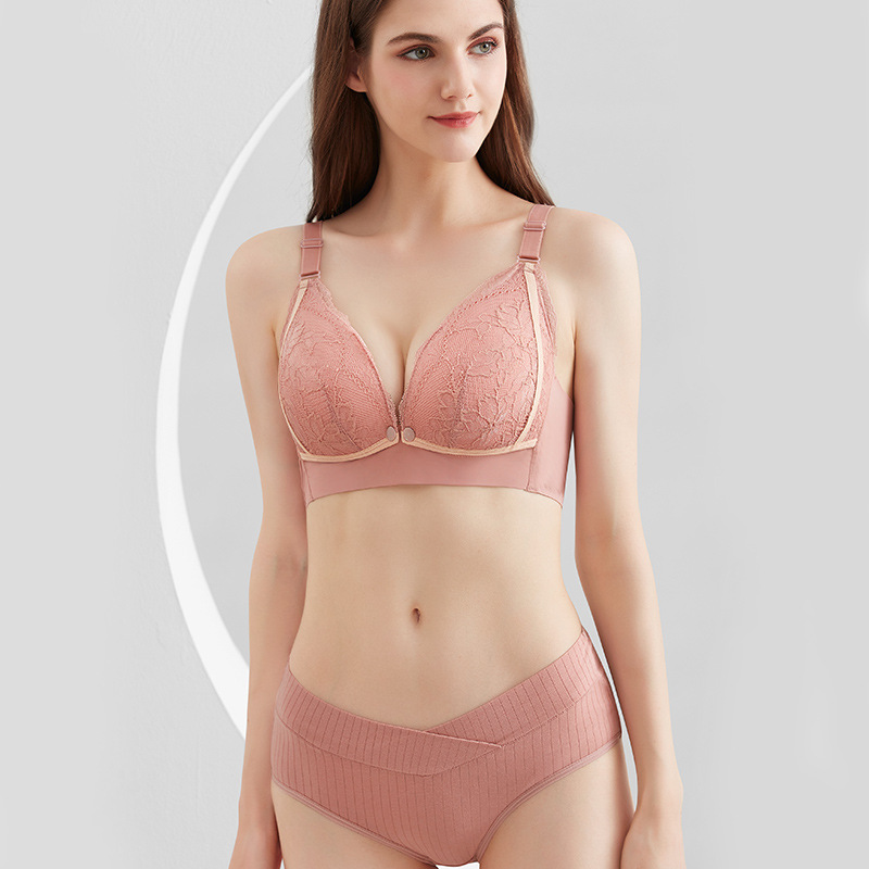 Nueva hebilla frontal inalámbrica ropa interior de maternidad traje sujetador de enfermería más pantalones cortos de maternidad a juego color