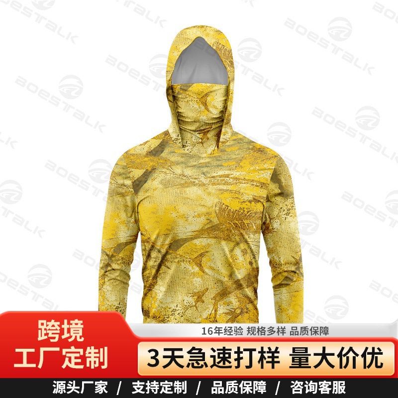 Taiwan Fishing Sea Fishing Boat Fishing Lure Fishing Suit for Men and Women Sun Protection Quick-Drying Breathable Printed Fishing Suit with Mask
