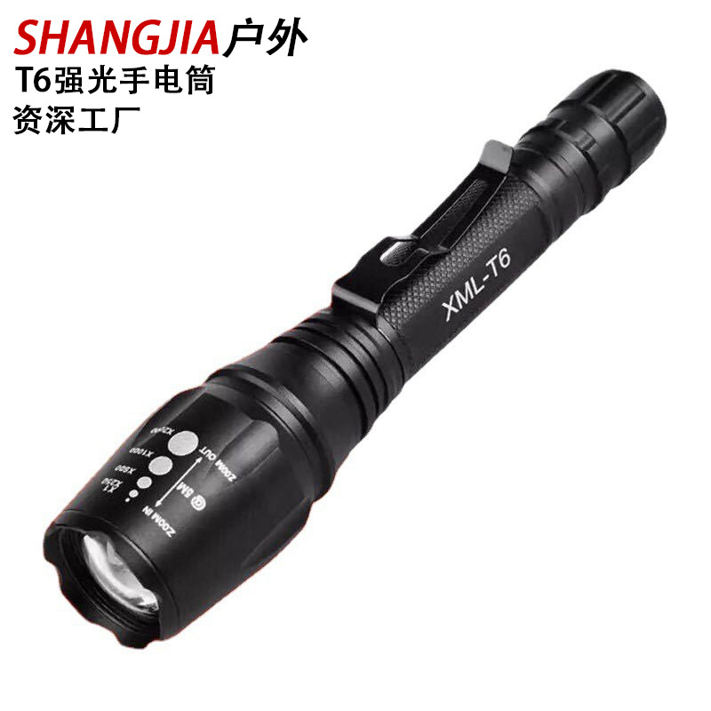 Transfronterizo LED zoom telescópico T6 linterna L2 aleación de aluminio Super brillante al aire libre X7 linterna recargable linterna portátil