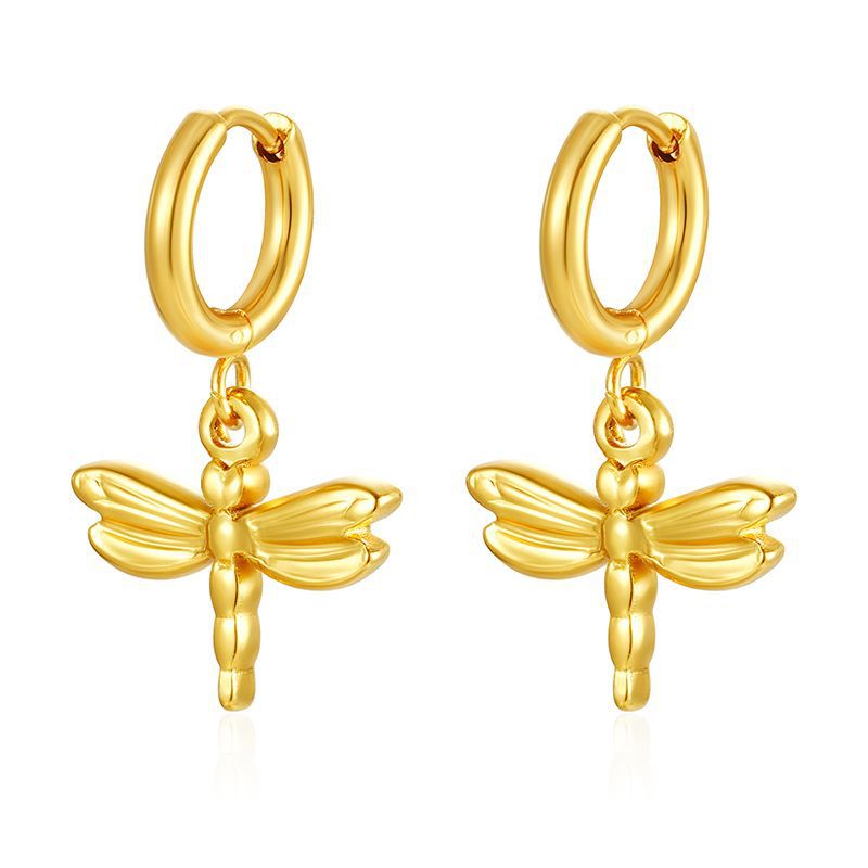 Pendientes colgantes de moda transfronteriza europea y americana, aretes redondos de acero inoxidable de todo fósforo, pendientes simples para mujer de 18K chapados al por mayor