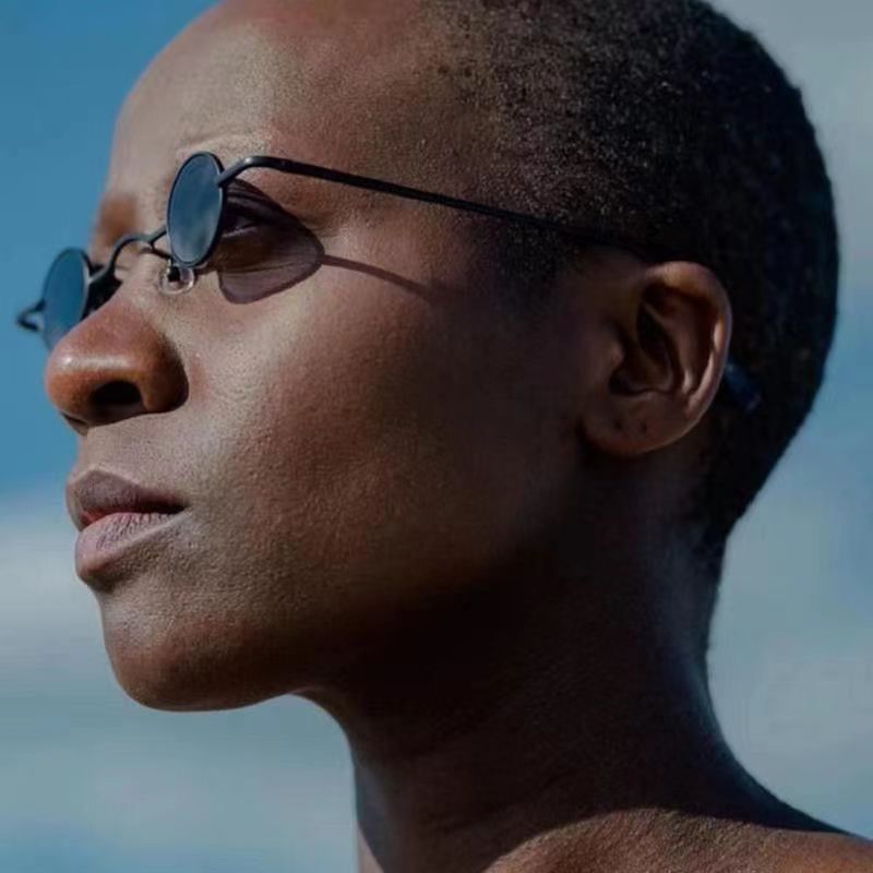 Gafas pequeñas, gafas de sol pequeñas de metal redondo, celebridades de la red de hip-hop, fotos geniales, marco redondo pequeño retro, marco divertido 35 cm