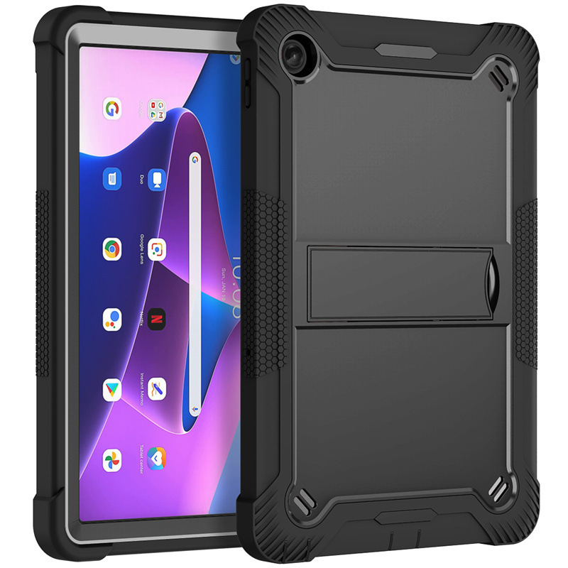 For Lenovo Tab M10 Plus 3rd Tablet Case Silicone PC Stand Lens All-inclusive Drop-resistant Case