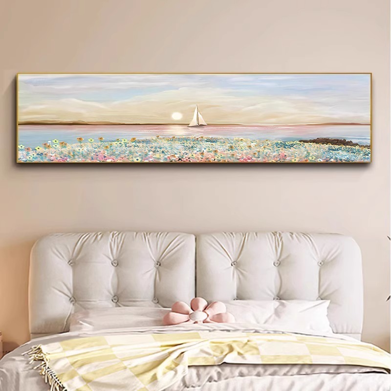 深圳大芬油画村奶油风床头画现代简约卧室房间挂画主卧背景墙壁画|undefined