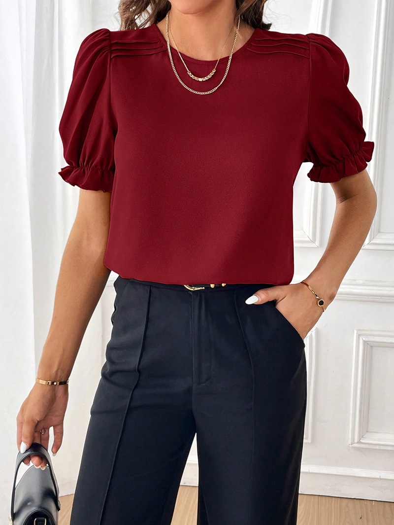 Women's Blouse Short Sleeve Blouses Elegant Streetwear Solid Color display picture 2