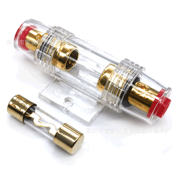 熔断器汽车音响保险丝座60A80A100A AGU镀金玻璃保险管10*38