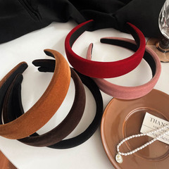 Chic Retro High Crown Velvet Hairband Solid Color Fashion Girl Wide Edge Foam Korean Headband Simple Hairstyle Accessory